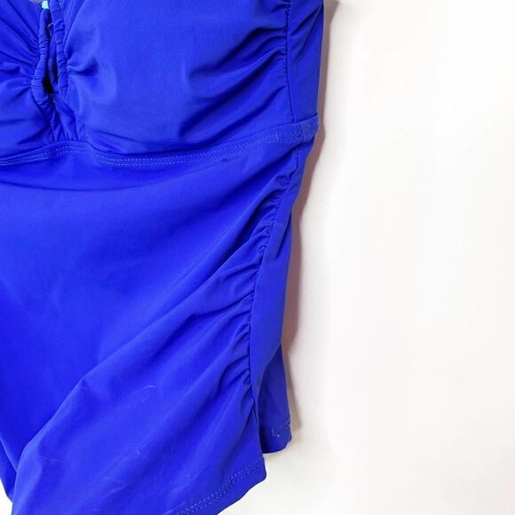 SPANX Swim Womens Assets Strapless Tankini With Ruched Sides Blue Ladies Small - Picture 2 of 5